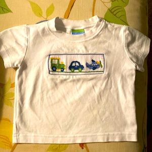 Velani Classics hand smocked t-shirt with vehicles